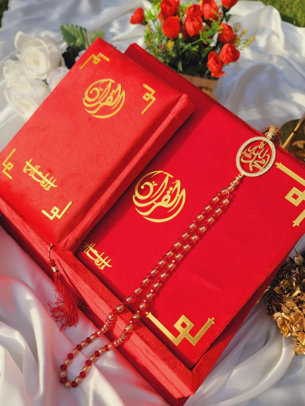 Tazkira Bridal Quran Gift Set – With Scarf, Tasbih, Ittar & Custom Name