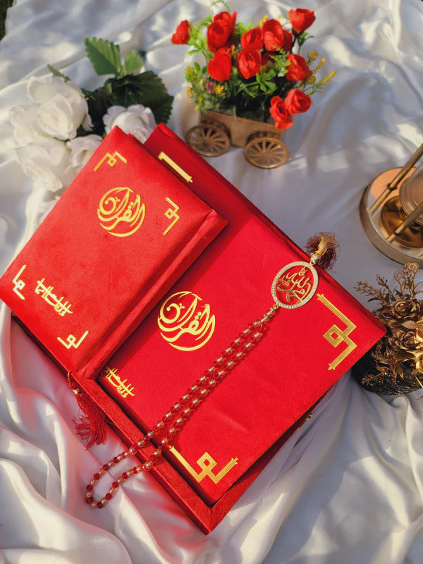 Tazkira Bridal Quran Gift Set – With Scarf, Tasbih, Ittar & Custom Name