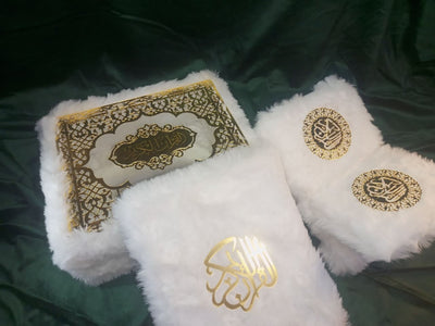Luxury Fur-Covered Holy Quran with Golden Embossed Design
