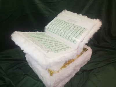 Luxury Fur-Covered Holy Quran with Golden Embossed Design