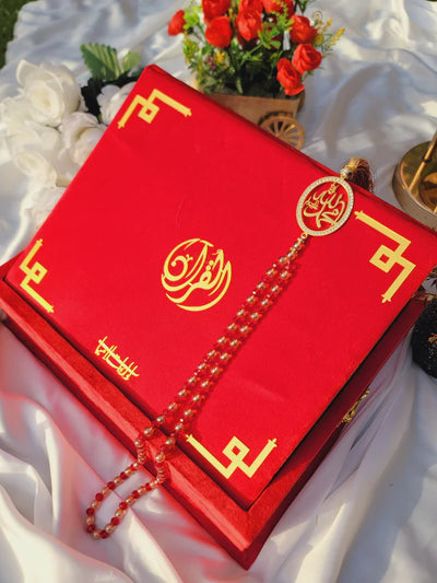 Tazkira Bridal Quran Gift Set – With Scarf, Tasbih, Ittar & Custom Name