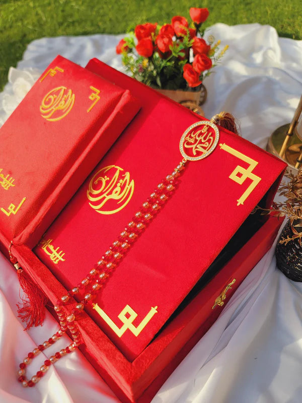 Tazkira Bridal Quran Gift Set – With Scarf, Tasbih, Ittar & Custom Name